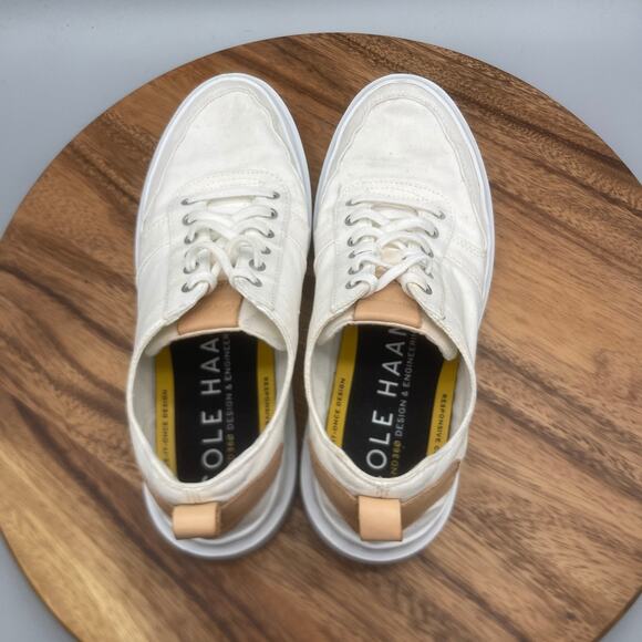 Cole Haan Grandpro Rally Shoes Mens Size 8.5M Ivory Canvas Court Comfort Sneaker main image 4